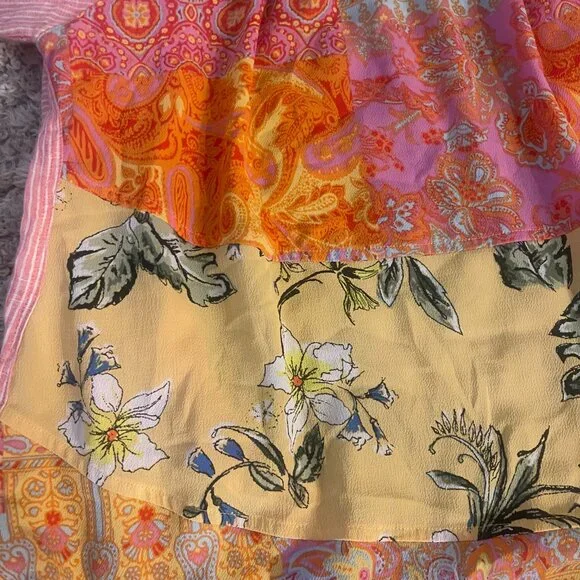 Soft Surroundings Pink Pinstripe Patchwork Back Button-Up XS - Picture 12 of 15